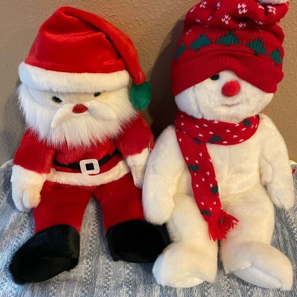 TY 1999 & 2000 15 inch(!!!) Santa and Snowman Plush Set - Picture 8 of 12